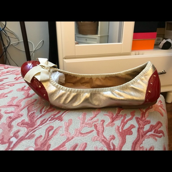 Kelsi Dagger red/almond Ashley spectator flat - Picture 2 of 3